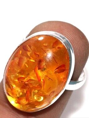 Baltic Amber Gemstone Jewelry 925 Sterling Silver Handmade Ring